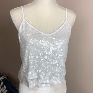 NWT Express Medium White Sequin Tank Top